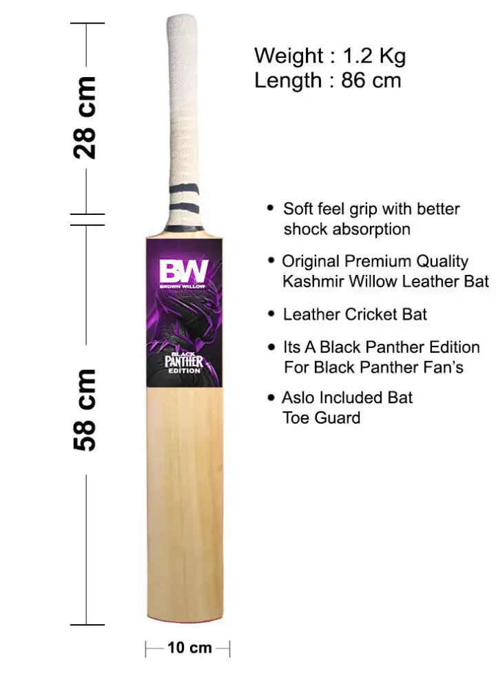 Kashmir Willow Black Panther Edition Leather Ball Grade A Bat My Store